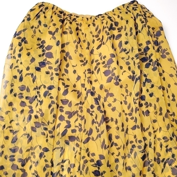 New Here Comes the Sun Boho Wide Leg Lined Pants Gold Navy Leaf Pattern … - Picture 8 of 14